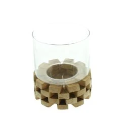 HomeLiving Windlicht "Wood" 140x140x160 In Bunt