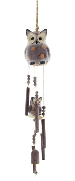 HomeLiving Windspiel "Eule" 680 In Braun