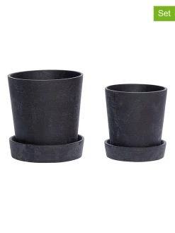 Hübsch 2er-Set: Blumentöpfe "Podium" In Anthrazit