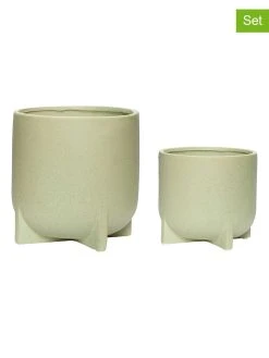Hübsch 2er-Set: Blumentöpfe "Split" In Grün
