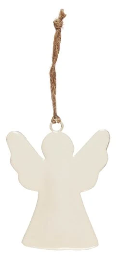 Ib Laursen ENGEL Weiß Metall Mit Juteschnur Zum Hängen 8 Cm