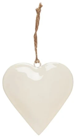 Ib Laursen HERZ Weiß Metall Mit Juteschnur Zum Hängen 10 Cm