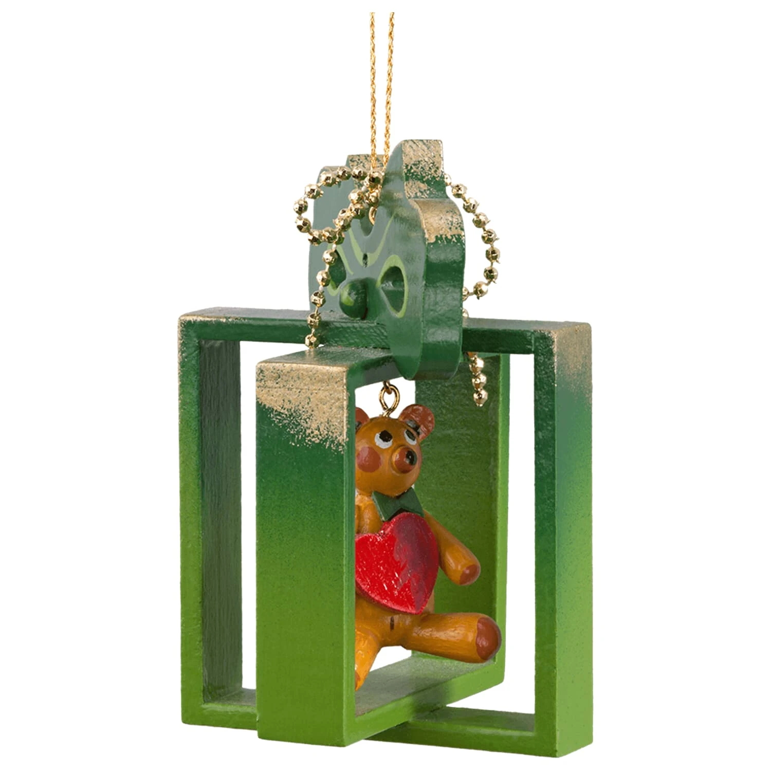 Käthes Original Baumschmuck Geschenkpäckchen Mit Bär, Grün In Bunt