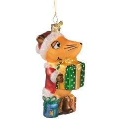 Käthes Original Baumschmuck Glas Die Maus Als Weihnachtsmann In Bunt
