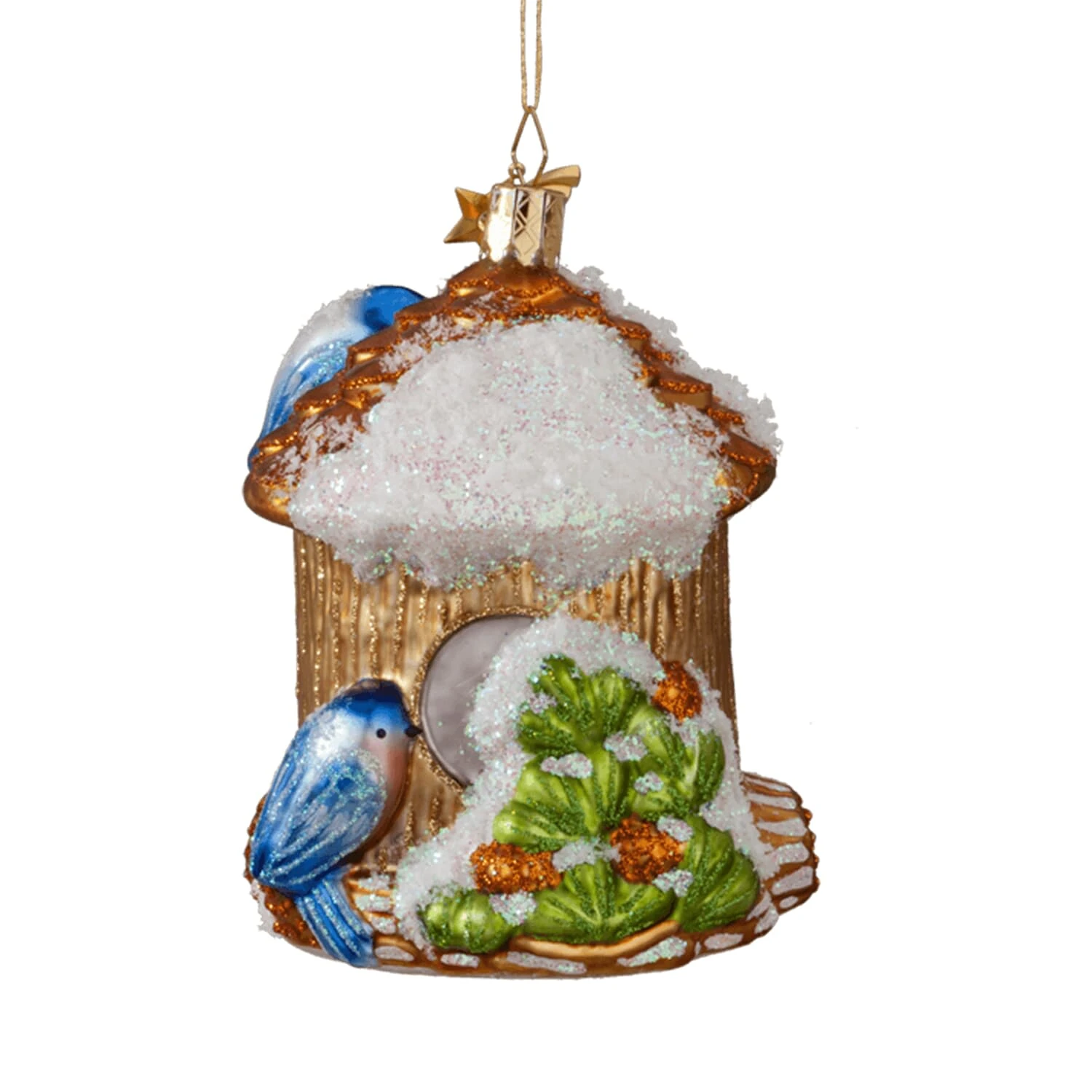 Käthes Original Baumschmuck Glas Dompfaffs Winterhaus In Bunt