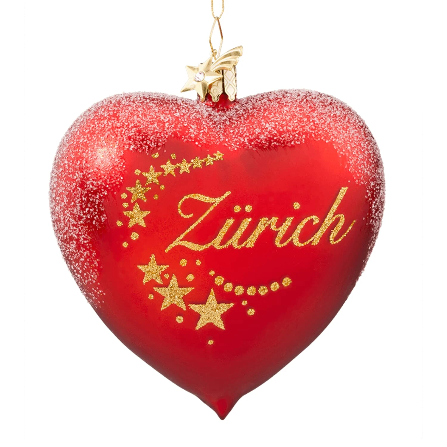 Käthes Original Baumschmuck Glas Herz "Grüße Vom Weihnachtsmarkt Zürich" In Rot