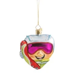 Käthes Original Baumschmuck Glas Herz Snowboarder In Bunt