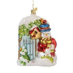 Käthes Original Baumschmuck Glas Schneemann Am Gartentor In Bunt