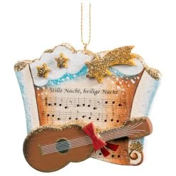 Käthes Original Baumschmuck Notenblatt Mit Gitarre, Sonderedition "Stille Nacht" In Bunt