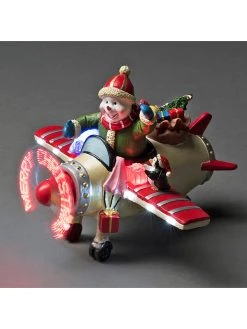 Konstsmide LED-Szenerie "Schneemann Im Flugzeug" In Rot/ Bunt - (B)25 X (H)17 X (T)20 Cm