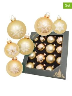 Krebs Glas Lauscha 16er-Set: Christbaumkugeln In Gold
