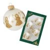 Krebs Glas Lauscha 4er-Set: Christbaumkugeln In Weiß/ Gold - Ø 7