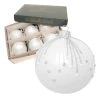 Krebs Glas Lauscha 6er-Set: Christbaumkugeln In Weiß/ Silber - Ø 8