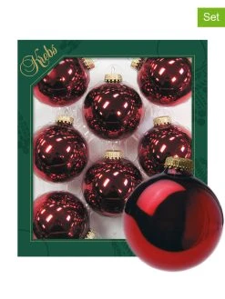 Krebs Glas Lauscha 8er-Set: Christbaumkugeln In Rot - Ø 7