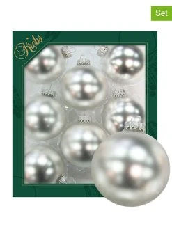 Krebs Glas Lauscha 8er-Set: Christbaumkugeln In Silber - Ø 7