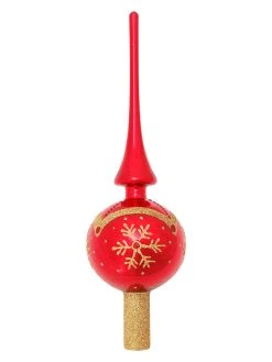 Krebs Glas Lauscha Baumspitze "Designer" In Rot - (L)28 Cm