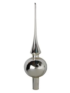 Krebs Glas Lauscha Baumspitze In Silber - (L)26 Cm