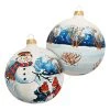 Krebs Glas Lauscha Christbaumkugel In Weiß/ Blau - Ø 10 Cm