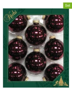 Krebs Glas Lauscha Christbaumkugeln In Bordeaux - 8 Stück - Ø 7 Cm