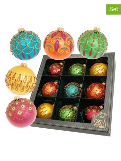 Krebs Glas Lauscha Christbaumkugeln In Bunt - 9 Stück - Ø 8 Cm