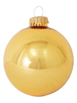 Krebs Glas Lauscha Christbaumkugeln In Gold - 8 Stück