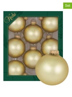 Krebs Glas Lauscha Christbaumkugeln In Gold - 8 Stück - Ø 7 Cm