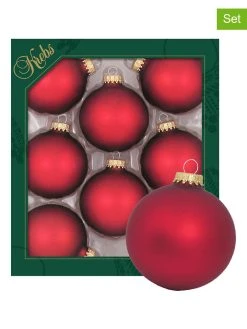 Krebs Glas Lauscha Christbaumkugeln In Rot - 8 Stück - Ø 7 Cm