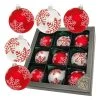 Krebs Glas Lauscha Christbaumkugeln In Rot/ Weiß - 9 Stück - Ø 8 Cm