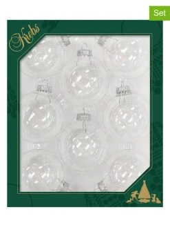 Krebs Glas Lauscha Christbaumkugeln In Transparent - 8 Stück - Ø 7 Cm