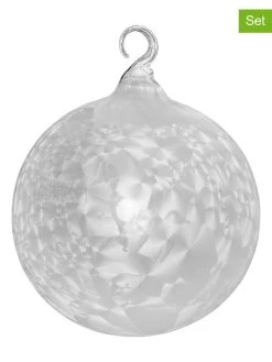 Krebs Glas Lauscha Christbaumkugeln In Weiß- 12 Stück - Ø 6 Cm