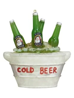 Krebs Glas Lauscha Christbaumornament "Bierkühler" In Weiß/ Grün - (B)9 Cm