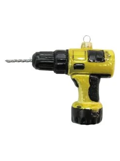 Krebs Glas Lauscha Christbaumornament "Bohrmaschine" In Gelb/ Schwarz - (B)12 Cm