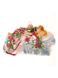Krebs Glas Lauscha Christbaumornament "Dornröschen Und Ih Prinz" In Bunt - (L)11 Cm