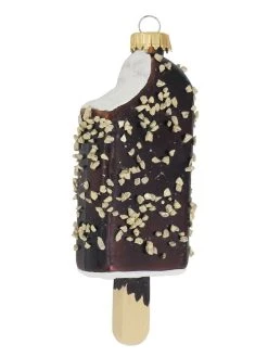 Krebs Glas Lauscha Christbaumornament "Eis Am Stil" In Braun - (L)12 Cm