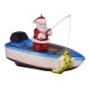 Krebs Glas Lauscha Christbaumornament "Fischerboot Mit Weihnachtsmann" In Bunt - (B)8 Cm