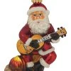 Krebs Glas Lauscha Christbaumornament "Gitarrespielender Weihnachtsmann" In Rot - (L)11 Cm
