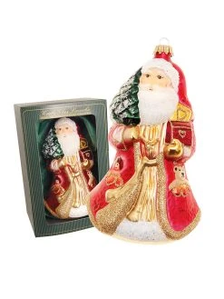 Krebs Glas Lauscha Christbaumornament In Rot/ Weiß/ Gold - (L)16 Cm