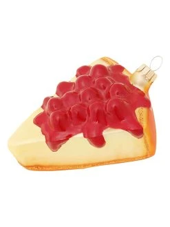 Krebs Glas Lauscha Christbaumornament "Käsekuchen Mit Kirschen" In Rot - (L)10 Cm