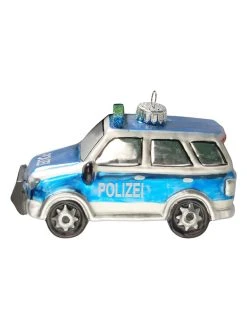 Krebs Glas Lauscha Christbaumornament "Polizei SUV" In Blau - (B)12 Cm