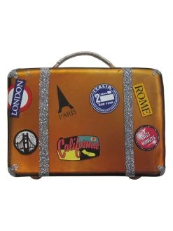 Krebs Glas Lauscha Christbaumornament "Reisekoffer" In Hellbraun - (B)10 Cm