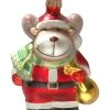 Krebs Glas Lauscha Christbaumornament "Rentier Als Santa" In Rot/ Bunt - (L)10 Cm