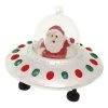 Krebs Glas Lauscha Christbaumornament "Santa Im Ufo" In Weiß - (L)12 Cm