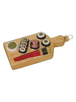 Krebs Glas Lauscha Christbaumornament "Sushi-Platte" In Bunt - (B)11 Cm