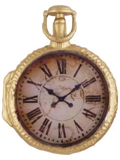 Krebs Glas Lauscha Christbaumornament "Taschenuhr" In Gold - Ø 7 Cm