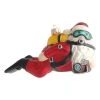 Krebs Glas Lauscha Christbaumornament "Tauchender Santa" In Rot - (B)12 Cm