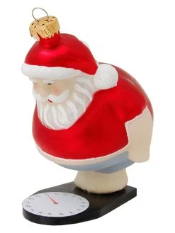 Krebs Glas Lauscha Christbaumornament "Weihnachtsmann Auf Waage Ohohoho" In Rot - (L)11 Cm
