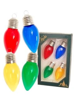 Krebs Glas Lauscha Christbaumornamente "Glühbirne" In Bunt - 4 Stück