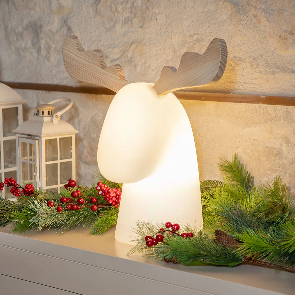 LICHT-TREND Beleuchtetes LED Rentier Rudy In Weiß