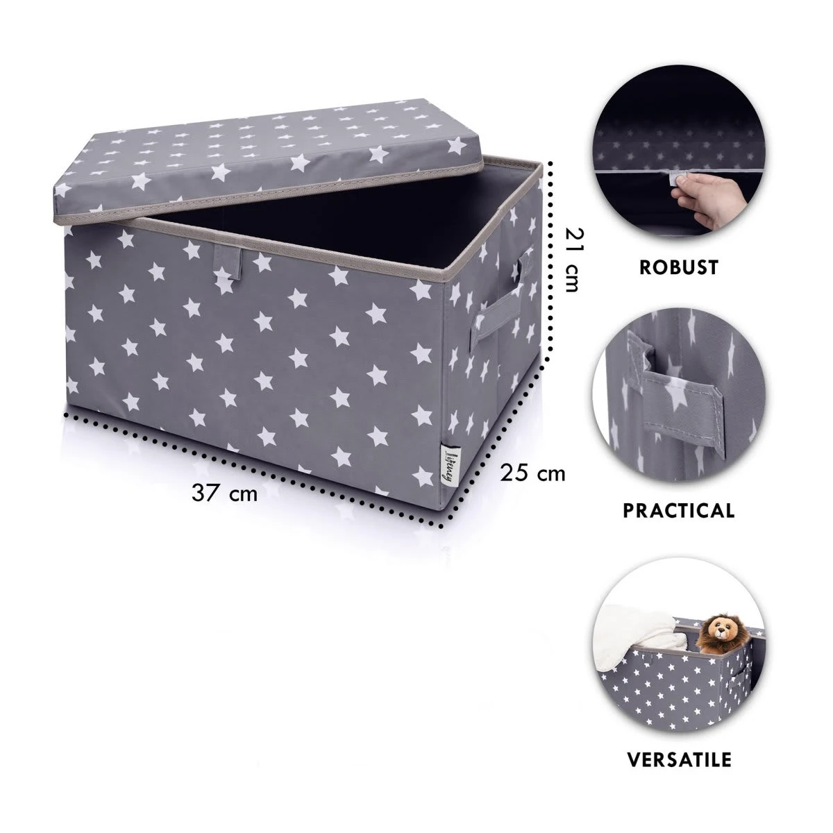 Lifeney Aufbewahrungsbox 2er-Set Dunkelgrau Stern, 37 X 25 X 21 Cm – Bild 2