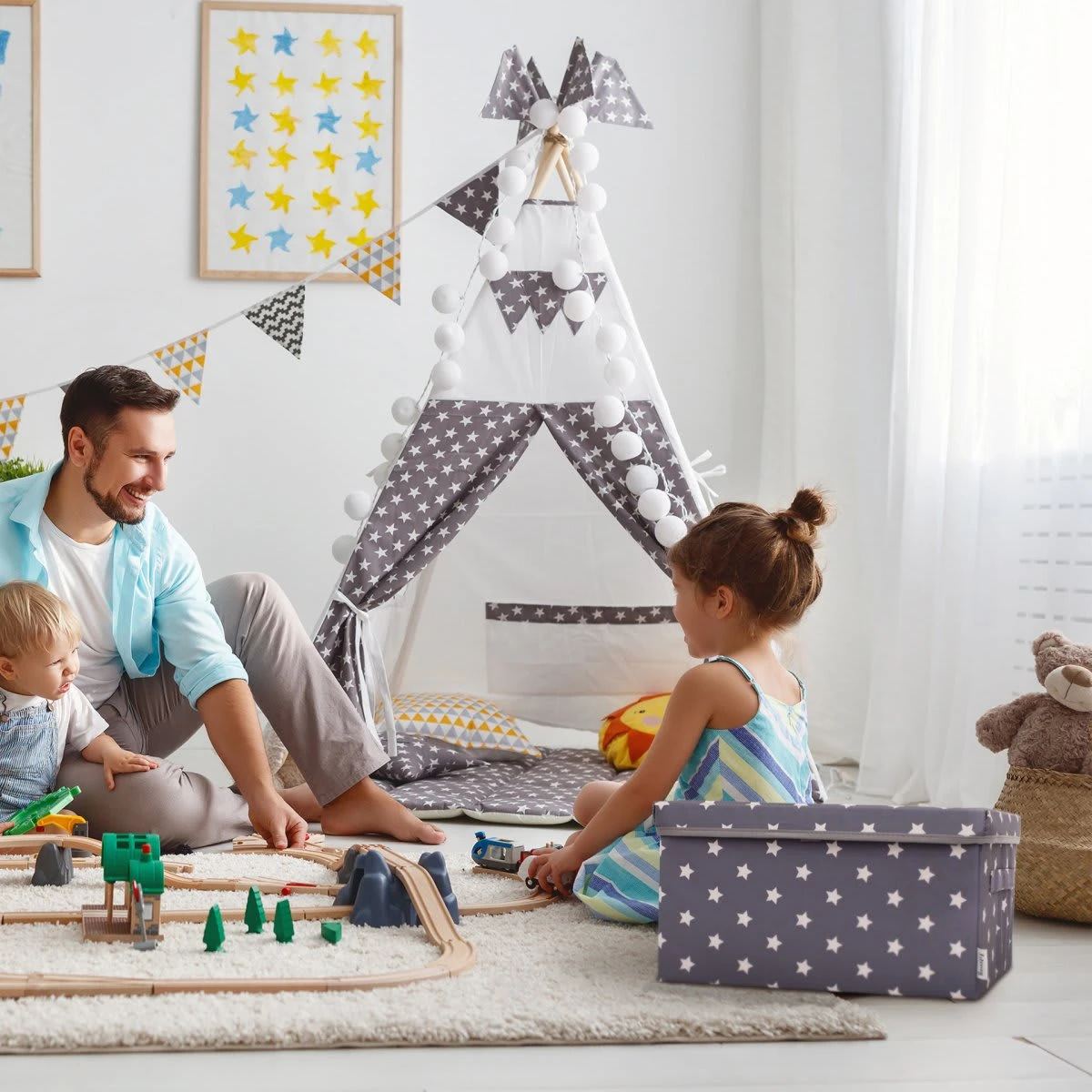 Lifeney Aufbewahrungsbox 2er-Set Dunkelgrau Stern, 37 X 25 X 21 Cm – Bild 3